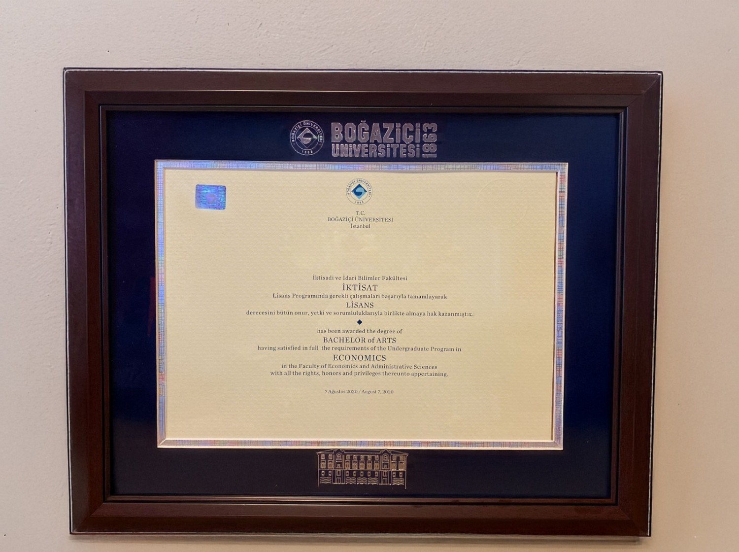 Boğaziçi Üniversitesi Diploma Çerçevesi